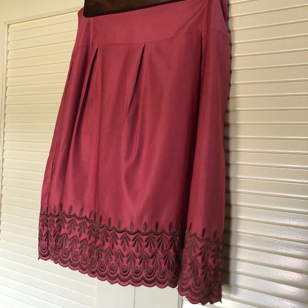Pink satin embroidered skirt